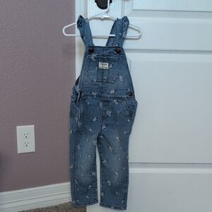 OshKosh B'gosh Floral Flutter Strap Denim Overalls